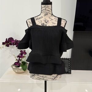 Sold Gracia Black Ruffled Off-Shoulder Blouse